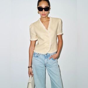Reformation Bess Linen Top- Sugar XL NWT